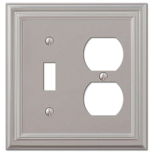 Continental Satin Nickel Toggle / Duplex Outlet - Wallplatesonline.com