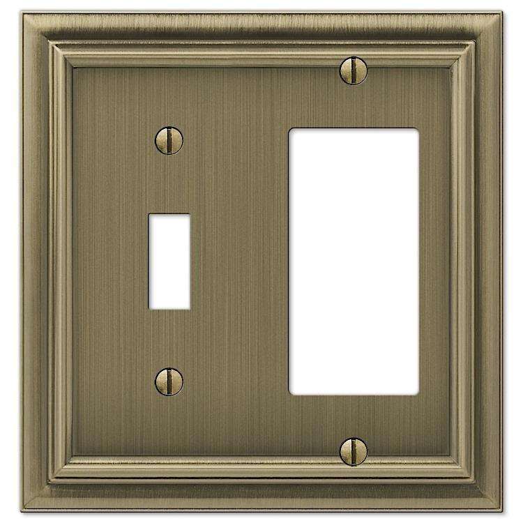 Continental Brushed Brass Toggle / 1 Rocker (GFI) - Wallplatesonline.com