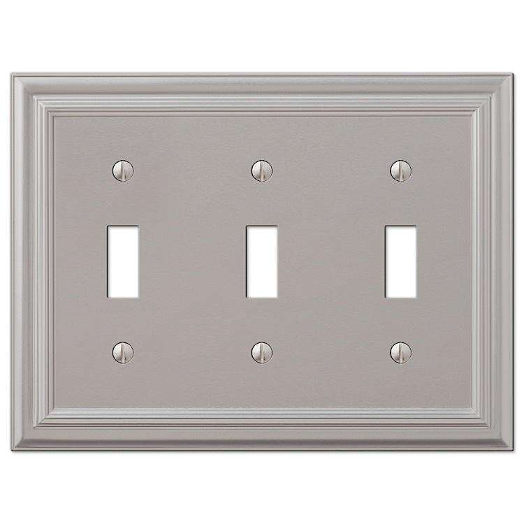 Continental Satin Nickel Triple Toggle - Wallplatesonline.com