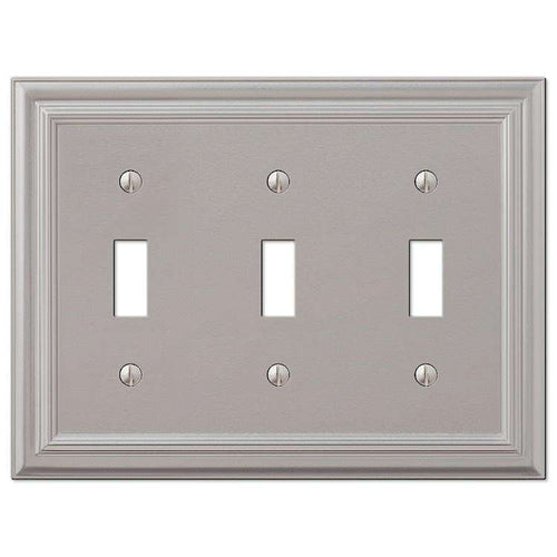 Continental Satin Nickel Triple Toggle - Wallplatesonline.com