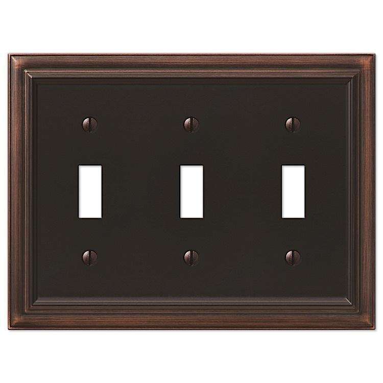 Continental Aged Bronze Triple Toggle - Wallplatesonline.com
