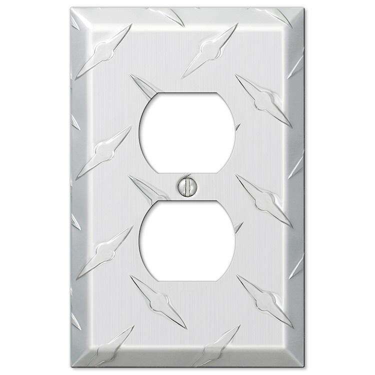 Garage Plate Aluminum 1 Duplex Outlet - Wallplatesonline.com