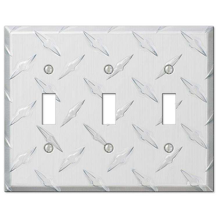 Garage Plate Aluminum Triple Toggle - Wallplatesonline.com