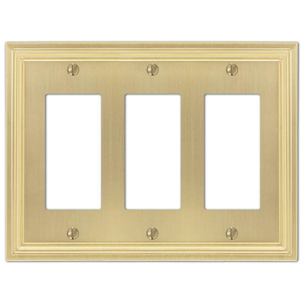 Daltry Satin Brass 3 Rocker (GFI):Wallplatesonline.com