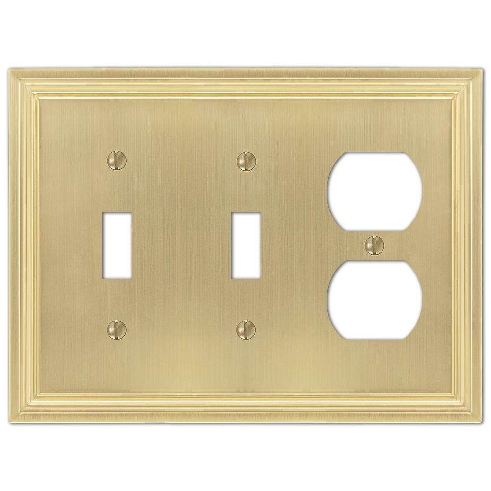 Daltry Satin Brass 2 Toggle / Duplex Outlet:Wallplatesonline.com