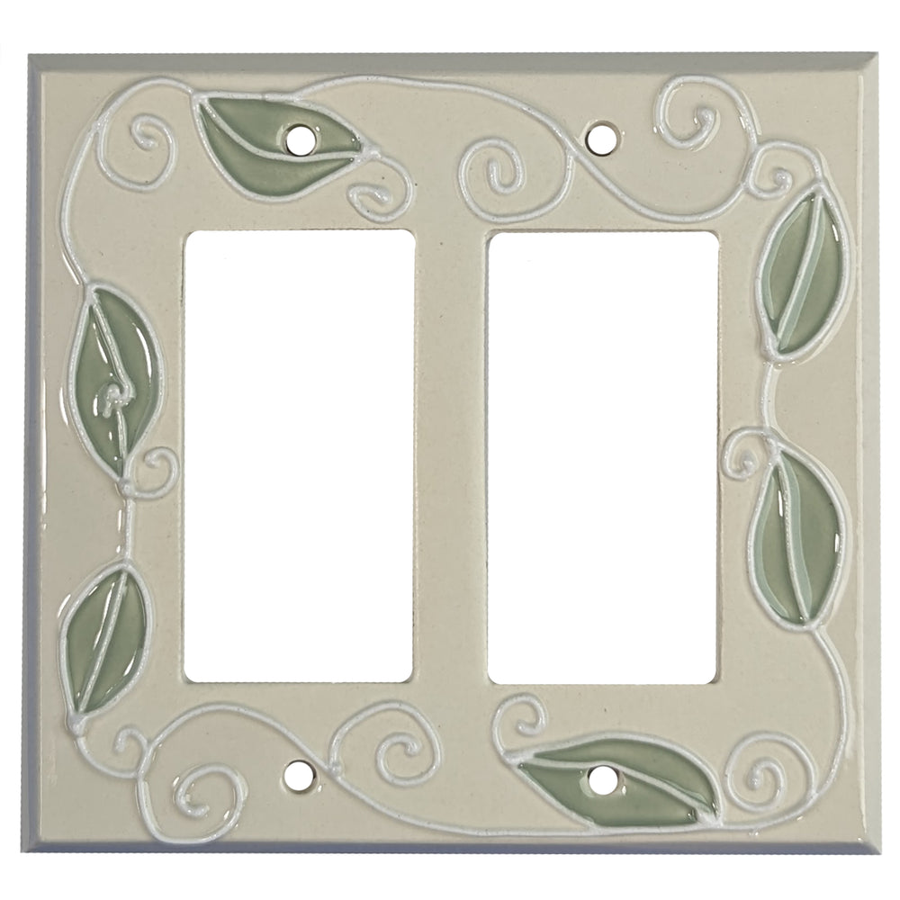 Vine - White Cover Plates 2 Rocker Wallplate