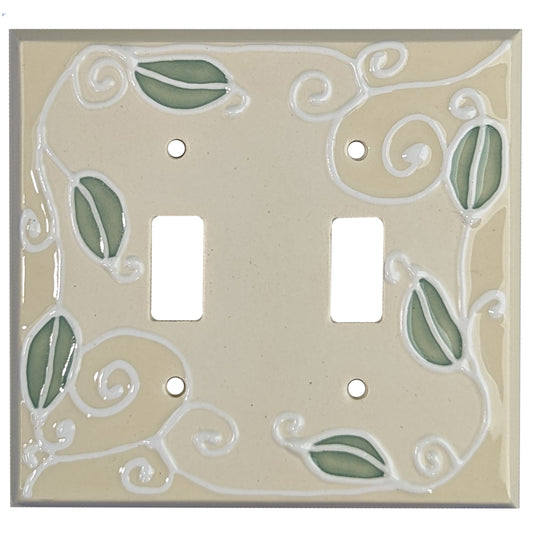 Vine - White Cover Plates 2 Toggle Wallplate