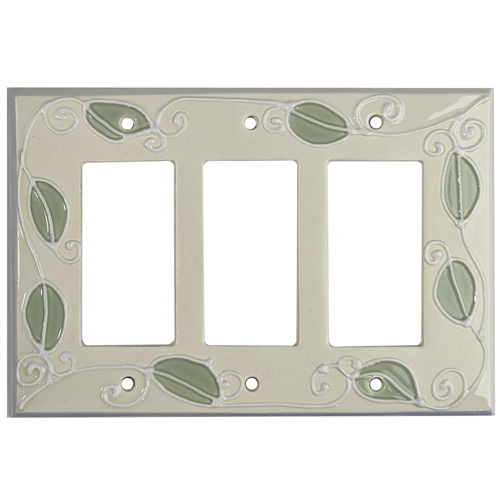 Vine - White Cover Plates 3 Rocker Wallplate