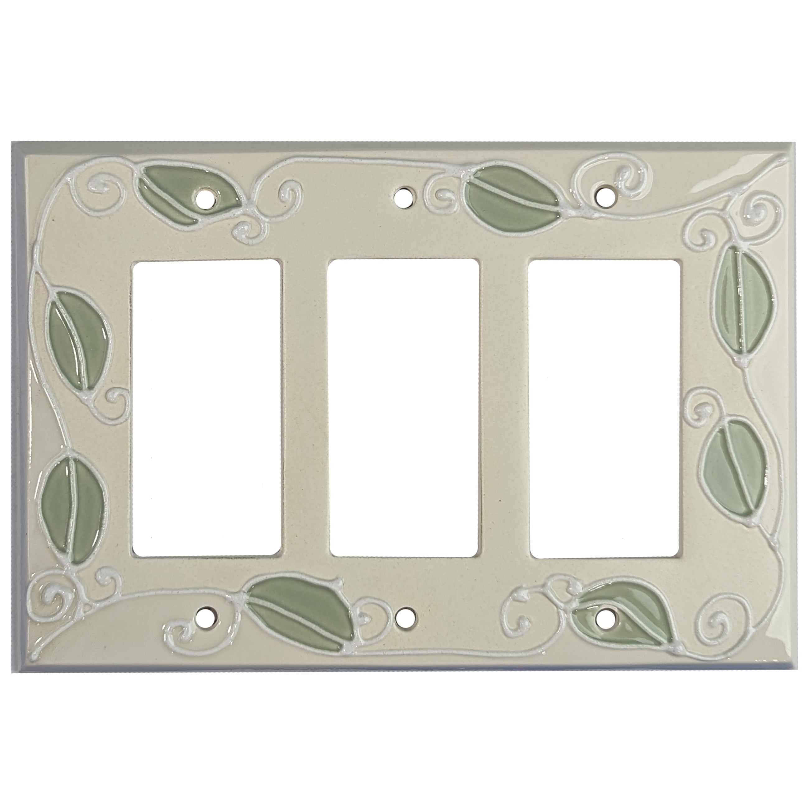 Vine - White Cover Plates 3 Rocker Wallplate