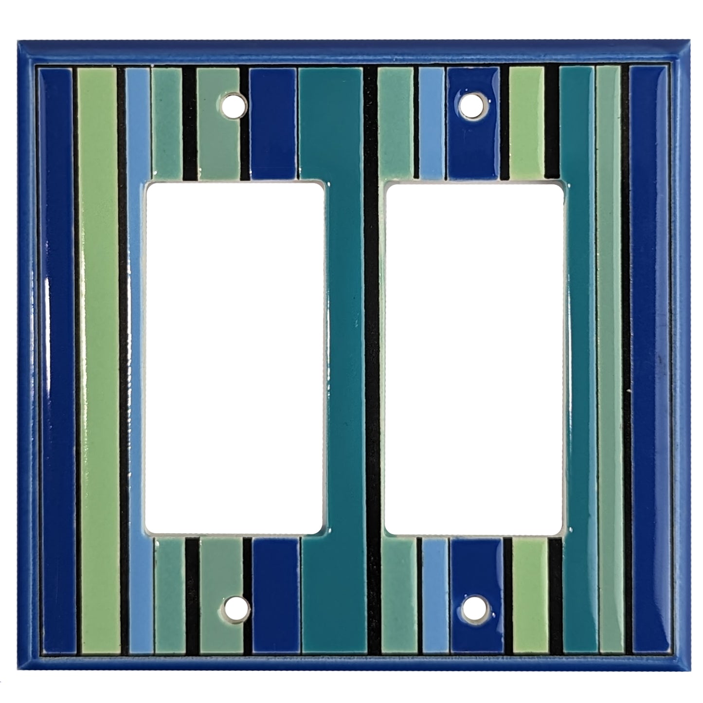 Blue Stripes Cover Plates 2 Rocker Wallplate