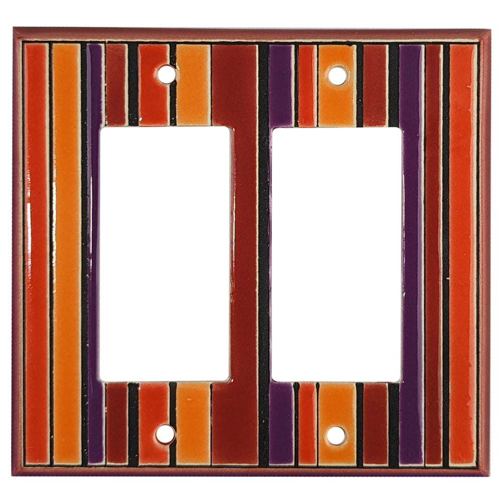 Red Stripes Single Covers Plates 2 Rocker Wallplate