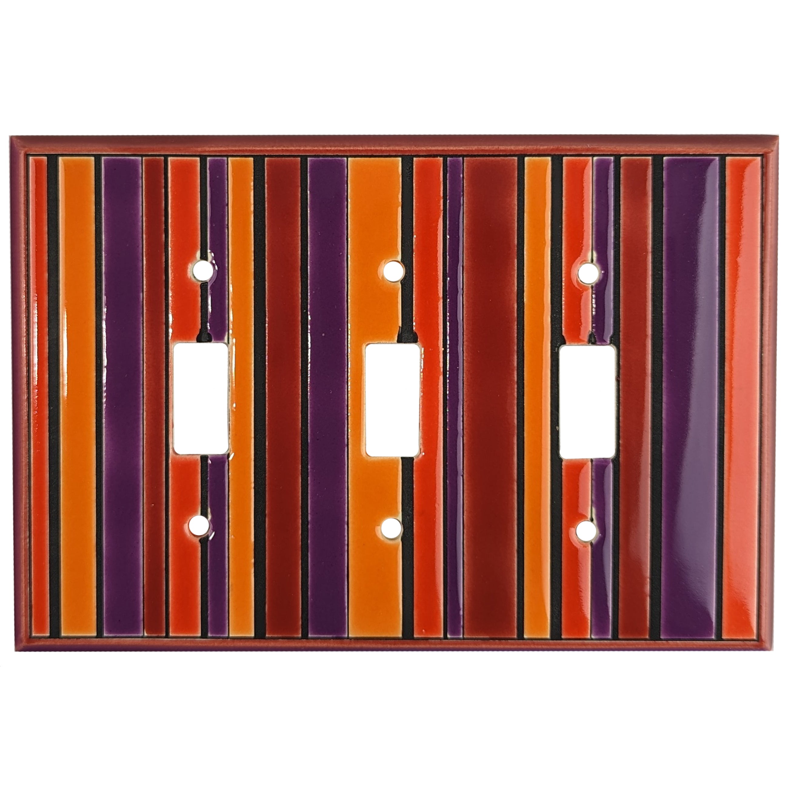 Red Stripes Single Covers Plates 3 Toggle Wallplate
