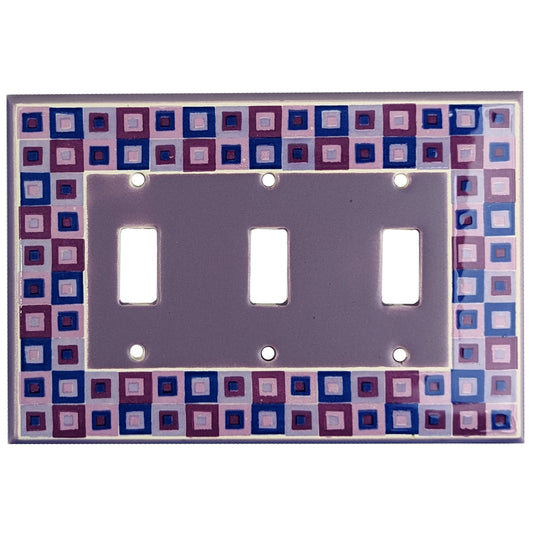 Squares Purple Single Covers Plates 3 Toggle Wallplate