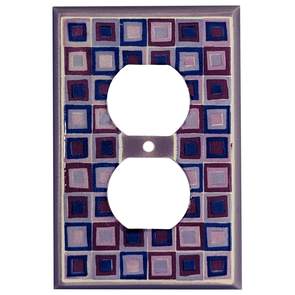 Squares Purple Single Covers Plates Duplex Outlet Wallplate