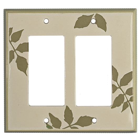 Leaf Silhouette - White Cover Plates 2 Rocker Wallplate