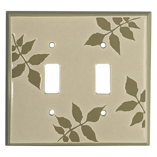 Leaf Silhouette - White Cover Plates 2 Toggle Wallplate