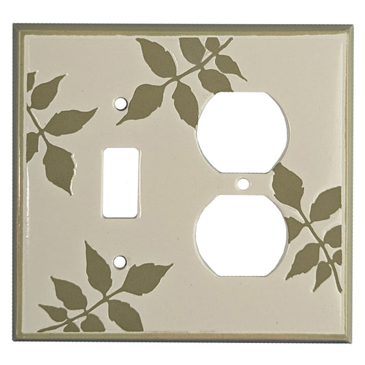 Leaf Silhouette - White Cover Plates Toggle / Duplex Wallplate
