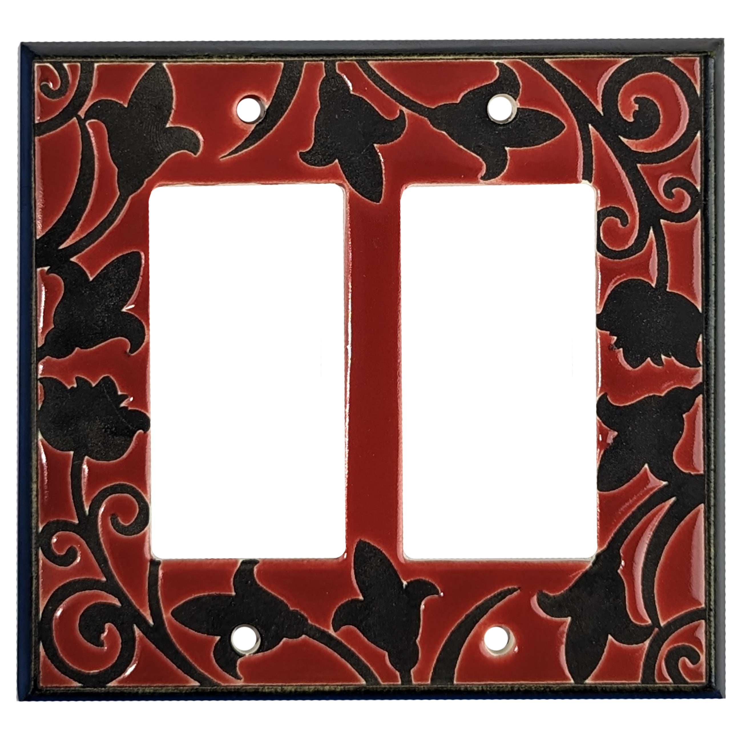 Red Filigree Cover Plates 2 Rocker Wallplate