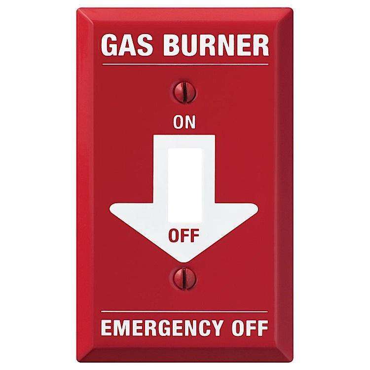 Red Gas Burner Steel Toggle Wallplate