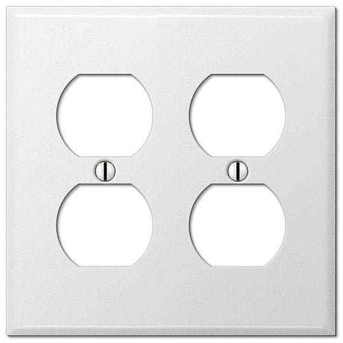 Contractor White Smooth Steel 2 Duplex Outlet Wallplate - Wallplatesonline.com
