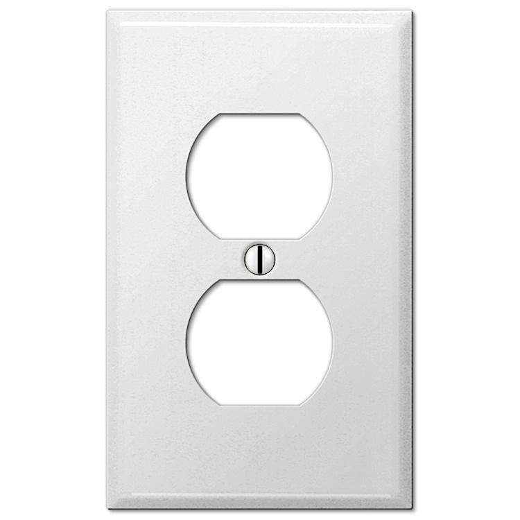 Contractor White Smooth Steel Duplex Outlet Wallplate - Wallplatesonline.com