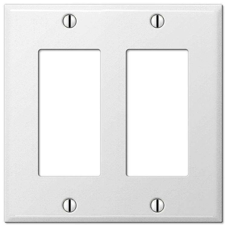 Contractor White Smooth Steel Double Rocker Wallplate