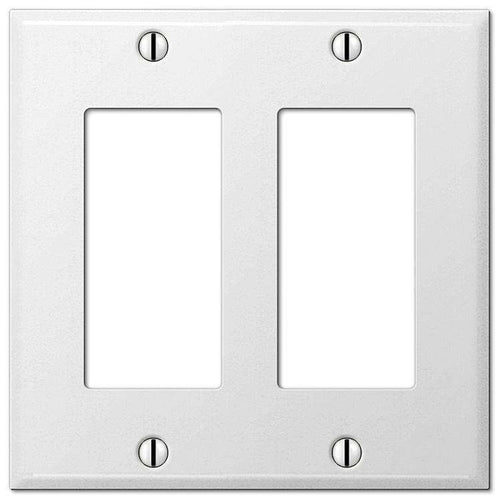 Contractor White Smooth Steel Double Rocker Wallplate - Wallplatesonline.com