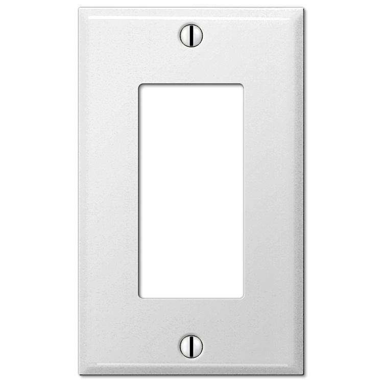 Contractor White Smooth Steel Single Rocker Wallplate - Wallplatesonline.com