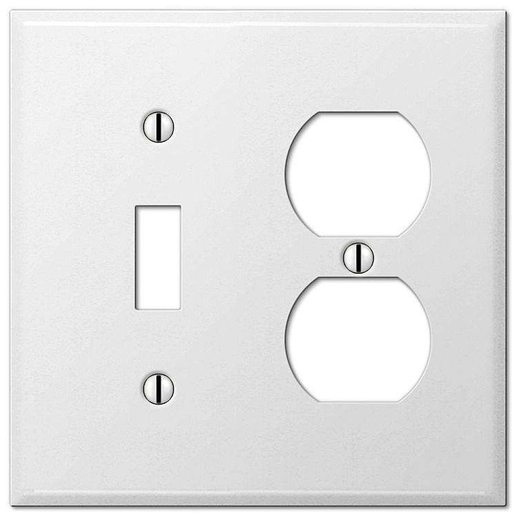 Contractor White Smooth Steel Cover PlatesDuplex Outlet Wallplate - Wallplatesonline.com