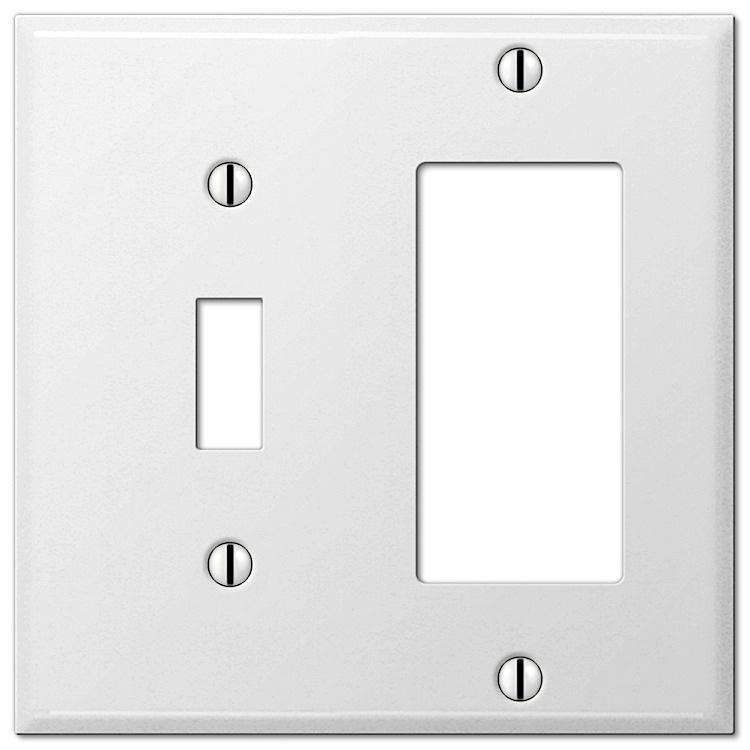 Contractor White Smooth Steel Cover PlatesSingle Rocker Wallplate - Wallplatesonline.com