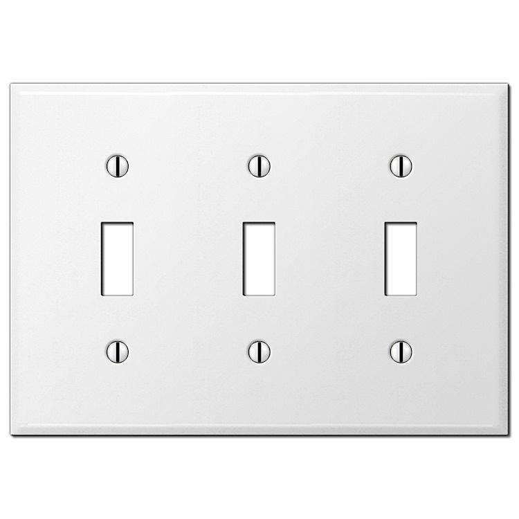 Contractor White Smooth Steel Triple Toggle Wallplate - Wallplatesonline.com