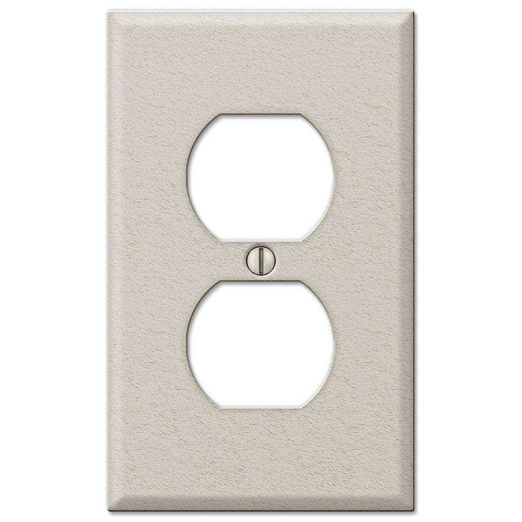 Contractor Light Almond Wrinkle Steel Duplex Outlet Wallplate - Wallplatesonline.com