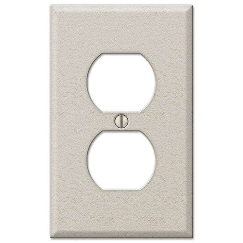 Contractor Light Almond Wrinkle Steel Duplex Outlet Wallplate - Wallplatesonline.com