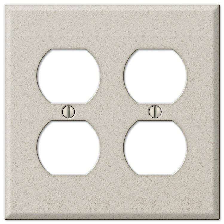 Contractor Light Almond Wrinkle Steel 2 Duplex Outlet Wallplate - Wallplatesonline.com