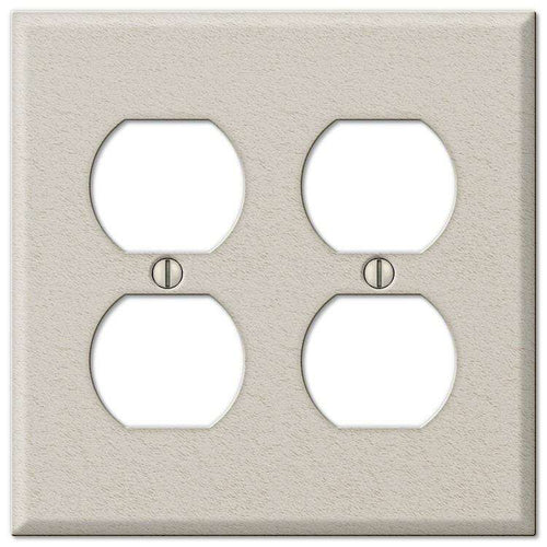 Contractor Light Almond Wrinkle Steel 2 Duplex Outlet Wallplate - Wallplatesonline.com