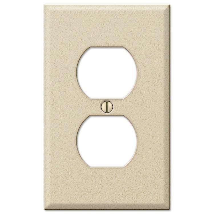 Contractor Ivory Wrinkle Steel Duplex Outlet Wallplate - Wallplatesonline.com