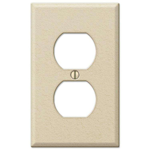 Contractor Ivory Wrinkle Steel Duplex Outlet Wallplate - Wallplatesonline.com
