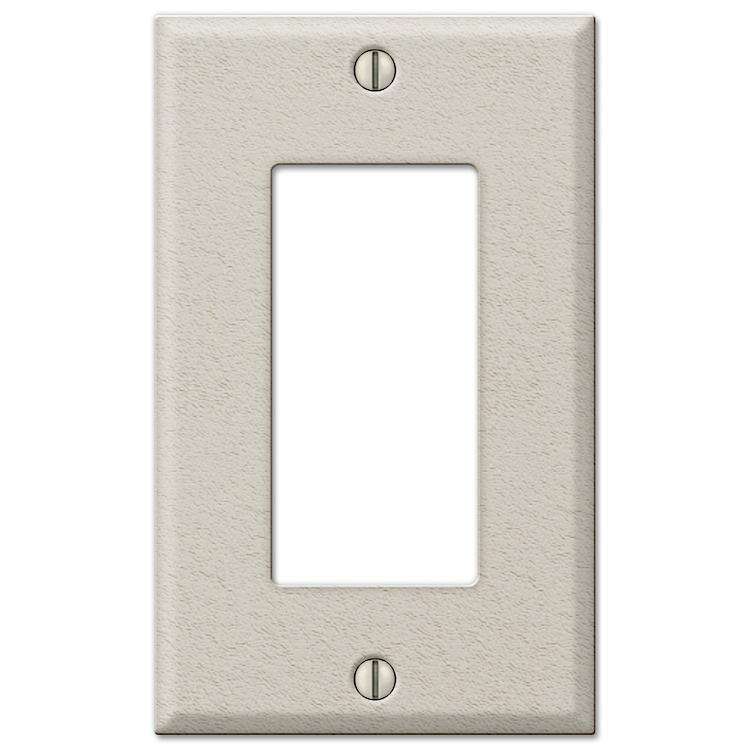 Contractor Light Almond Wrinkle Steel Single Rocker Wallplate - Wallplatesonline.com