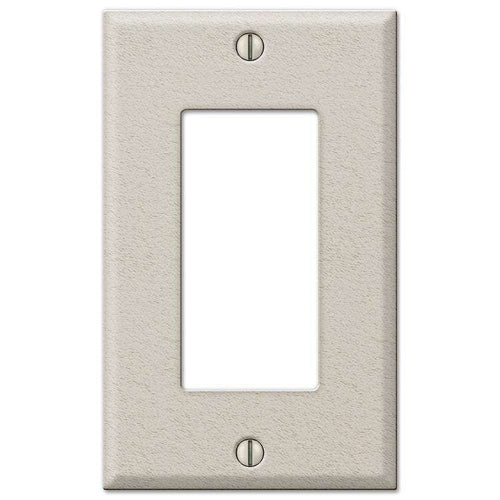 Contractor Light Almond Wrinkle Steel Single Rocker Wallplate - Wallplatesonline.com