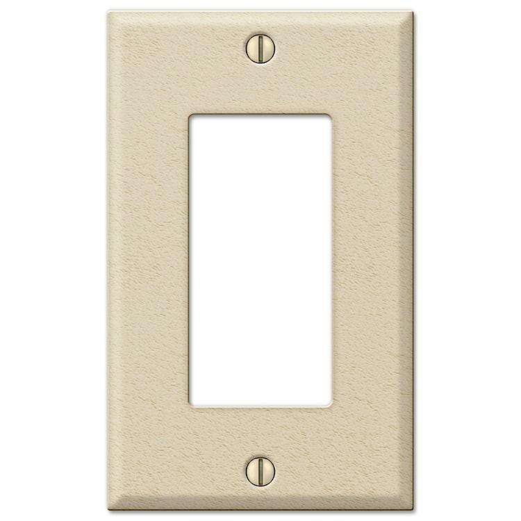 Contractor Ivory Wrinkle Steel Single Rocker Wallplate - Wallplatesonline.com