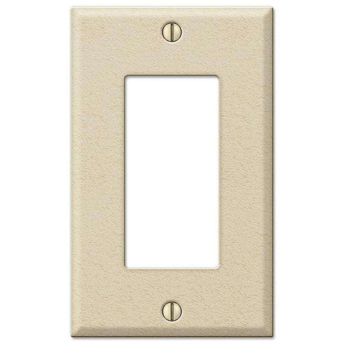 Contractor Ivory Wrinkle Steel Single Rocker Wallplate - Wallplatesonline.com