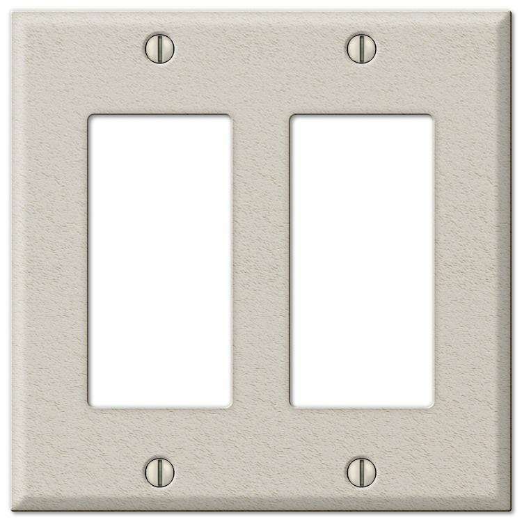 Contractor Light Almond Wrinkle Steel Double Rocker Wallplate - Wallplatesonline.com