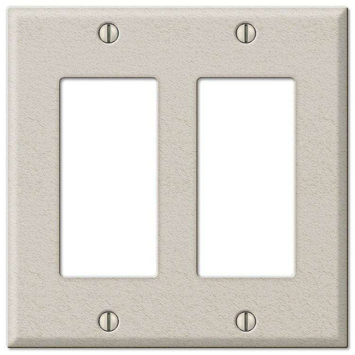 Contractor Light Almond Wrinkle Steel Double Rocker Wallplate - Wallplatesonline.com