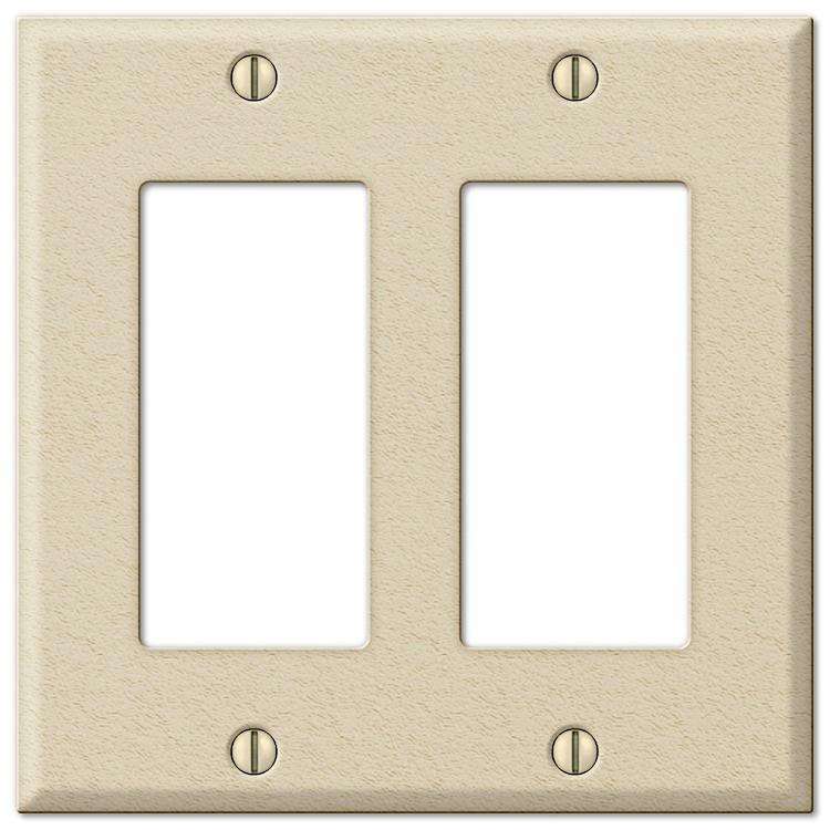 Contractor Ivory Wrinkle Steel Double Rocker Wallplate