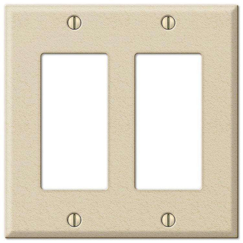 Contractor Ivory Wrinkle Steel Double Rocker Wallplate - Wallplatesonline.com