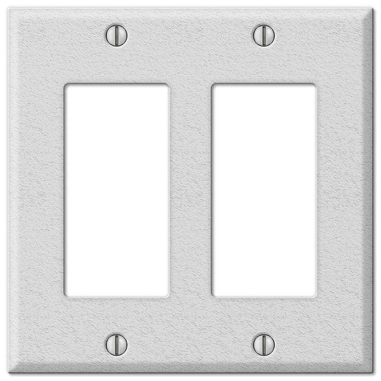Contractor White Wrinkle Steel Double Rocker Wallplate