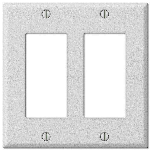 Contractor White Wrinkle Steel Double Rocker Wallplate - Wallplatesonline.com