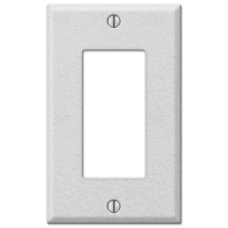 Contractor White Wrinkle Steel Single Rocker Wallplate - Wallplatesonline.com