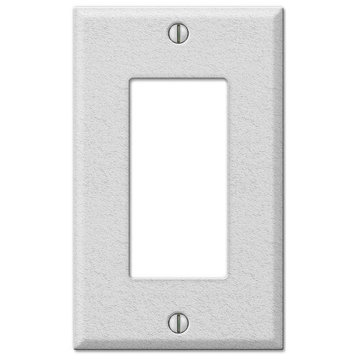 Contractor White Wrinkle Steel Single Rocker Wallplate - Wallplatesonline.com