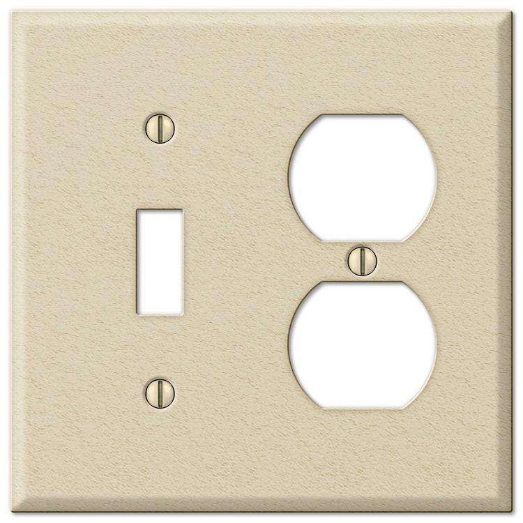 Contractor Ivory Wrinkle Steel Cover PlatesDuplex Outlet Wallplate - Wallplatesonline.com